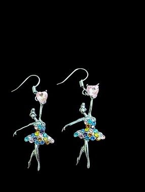 Ballerina Drop Earrings with Multicolor Crystals